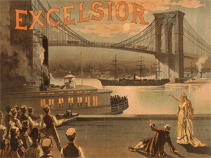 Poster historique du Brooklyn Bridge en 1883