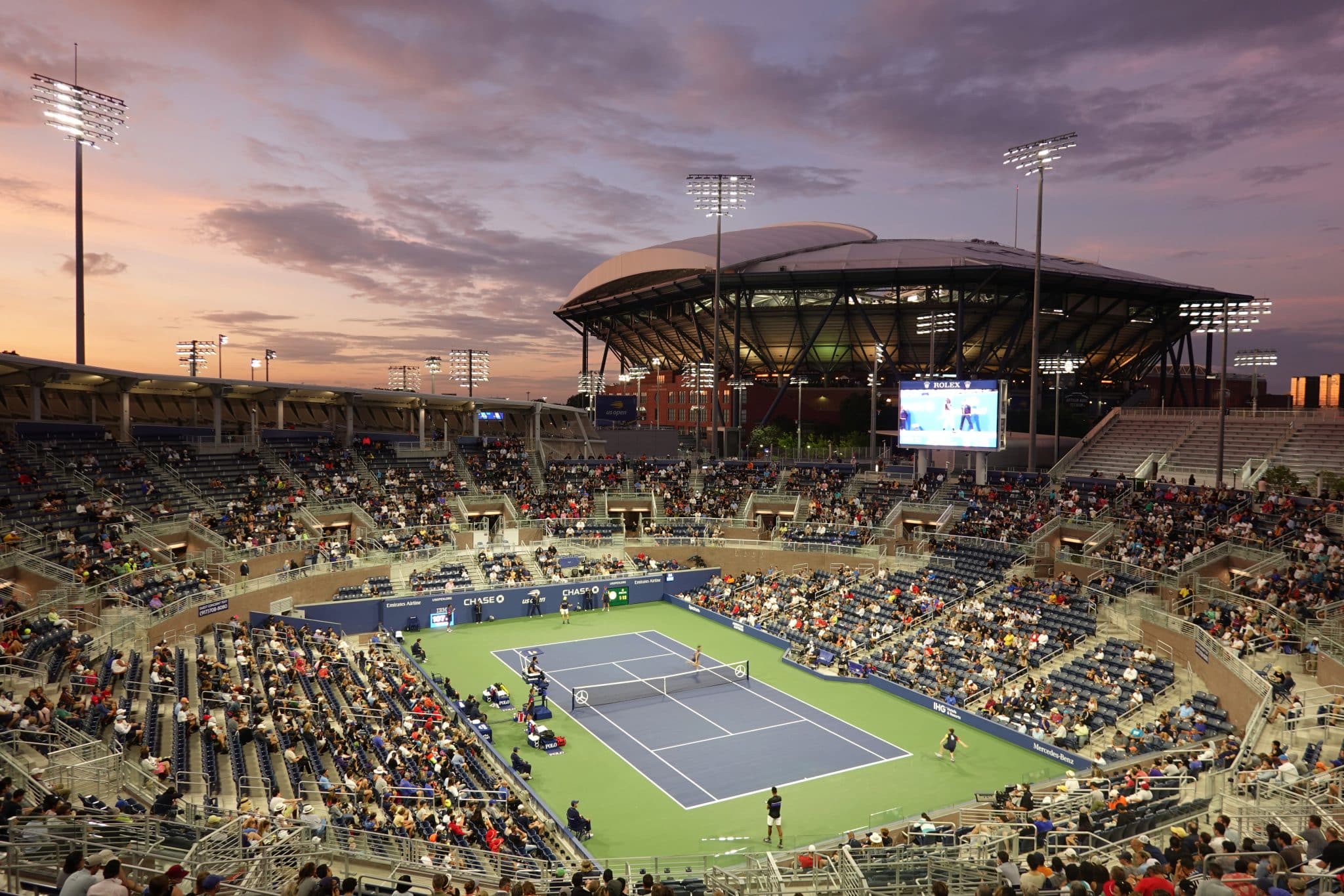 Le court Arthur Ashe pendant l'US Open, à Flushing Meadows